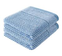 herzbach home Serviettes Essuie-Mains, Set de 2, 100% Coton 50x100 cm à Motifs, Bleu