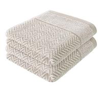 herzbach home Serviettes Essuie-Mains, Set de 2, 100% Coton 50x100 cm à Motifs, Gris Sable
