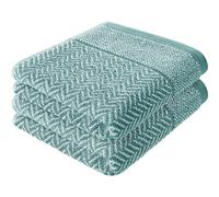 herzbach home Serviettes Essuie-Mains, Set de 2, 100% Coton 50x100 cm à Motifs, Vert océan