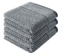 herzbach home Serviettes Essuie-Mains, Set de 3, 100% Coton 50x100 cm à Motifs, Anthracite