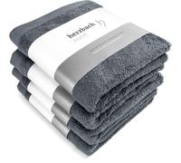 herzbach home Serviettes Premium 50 x 100 cm Lot de 4 (Anthracite) Serviettes Haut de Gamme, Ultra moelleuses et absorbantes en 100% Coton Naturel
