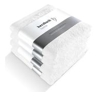herzbach home Serviettes Premium 50 x 100 cm Lot de 4 (Blanc) Serviettes Haut de Gamme, Ultra moelleuses et absorbantes en 100% Coton Naturel