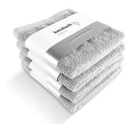 herzbach home Serviettes Premium 50 x 100 cm Lot de 4 (Gris Argenté) Serviettes Haut de Gamme, Ultra moelleuses et absorbantes en 100% Coton Naturel