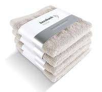 herzbach home Serviettes Premium 50 x 100 cm Lot de 4 (Gris Sable) Serviettes Haut de Gamme, Ultra moelleuses et absorbantes en 100% Coton Naturel