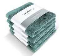 herzbach home Serviettes Premium 50 x 100 cm Lot de 4 (Vert Océan) Serviettes Haut de Gamme, Ultra moelleuses et absorbantes en 100% Coton Naturel