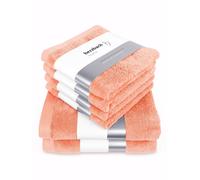 Herzbach Home Lot de serviettes 100 % coton - Douces et absorbantes - Corail