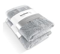 herzbach home Set de 2 Serviettes de Bain Premium 70x140 cm (Gris Argenté) - Grandes Serviettes Douces, absorbantes et Haut de Gamme - 100% Coton Naturel