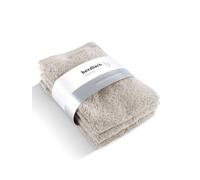herzbach home Coffret de 3 Serviettes pour invités de 30 x 50 cm (Gris Sable) de Haute qualité | Douces et absorbantes | Elles sont en 100% Coton Naturel