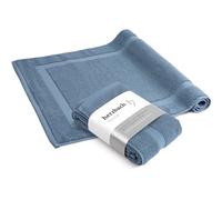 herzbach home - Tapis de Bain 100% Coton | 50 x 80 cm Lot de 2 | Tapis de Douche | Absorbant | Bleu