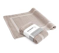 herzbach home - Tapis de Bain 100% Coton | 50 x 80 cm Lot de 2 | Tapis de Douche | Absorbant | Gris Sable