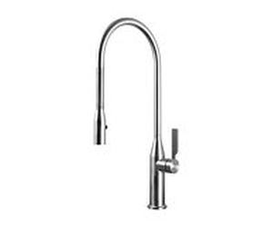 Herzbach Living Mitigeur d'évier à levier unique 17.136300.1.09 bec à ressort en spirale, pivotante , acier inoxydable brossé