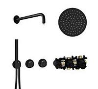 Herzbach MODUL7 ensemble thermostatique T-RB250 70.702711. 2000 .12 bras mural douche à effet de pluie 250mm noir mat