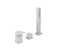 Herzbach NeoCastell mélangeur de bain à trois trous 12.220250.2.01 pour installation sur carrelage/bord de baignoire, chromé