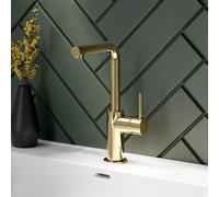 Herzbach SIRO PVD GOLD Mitigeur de lavabo à bec haut L-Size, 30.120333.1.03, L-Size