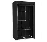 Herzberg, Armoire de Rangement, 6 étagères, 1 Barre de Suspension enduite de Poudre, Une Armoire Portable avec Une Structure Robuste, 110x45x175 cm, Noir