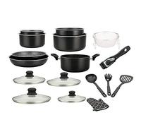 Herzberg Batterie de cuisine HG8055-BLK – 17 pièces, revêtement pierre, induction, manche amovible