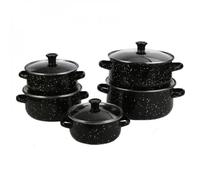 Herzberg Cooking Herzberg Hg-04128 : Marmite et cocotte émaillées 10 pièces avec couvercle en verre