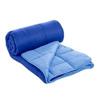 Herzberg, Couette en Microfibre Bicolore 240x200cm Bleu HG2420BCO-BLUE | garnissage microfibre, toutes saisons, anti-allergie, douce et respirante, lavable en machine