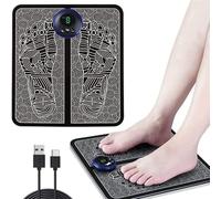 Herzberg EMS, Tapis de Massage des Pieds Électrique Automatique, Technologie EMS Avancée, Écran LED, 8 Modes de Massage, 19 Niveaux d'Intensité, Chargement USB, Arrêt Automatique Noir
