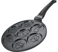 Herzberg, HGCP267ANL, Poêle à crêpes et galettes avec 7 motifs animaux, Idéale pour Cuisson Saine, Résistante aux Rayures, Facile à Nettoyer, 26 cm, Noir