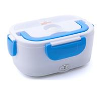 Herzberg, HG03152-BLU, Boite à déjeuner chauffante électrique Bleu, 1,5 L, Alimentation 110 V/12 V/24 V, Chauffage à Vapeur 360°, Double Compartiment, poignée Ergonomique