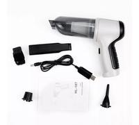 Herzberg HG03992, Mini Aspirateur à Main sans Fil 3 en 1, 120W, Multifonctionnel avec Ventilation et Compresseur, avec Accessoires, Autonomie 30-40 Min, Léger et Portable, pour Maison et Voiture