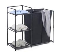 Herzberg, HG04531, Trieur de linge à 2 sacs détachables, design ergonomique et esthétique, cadre en acier robuste, facile à assembler, idéal pour le tri, couleur : Noir