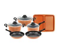 Batteire De Cuisine Anti-Adhésive En Cuivre 9 Pièces Herzberg Hg04838-Cop