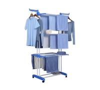 HERZBERG HG8034BLU - Séchoir multifonction - 20 M d'étendage - Facile à assembler - Acier inoxydable et ABS - Bleu