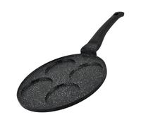 Herzberg, HGCP264HO, Poêle à crêpes et galettes antiadhésive en marbre, 4 emplacements, Idéale pour Cuisson Saine, Résistante aux Rayures, Facile à Nettoyer, 26 cm, couleur noire