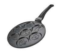 Herzberg, HGCP267ANL, Poêle à crêpes et galettes avec 7 motifs animaux, Idéale pour Cuisson Saine, Résistante aux Rayures, Facile à Nettoyer, 26 cm, Noir