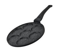 Herzberg, HGCP267HO, Poêle à crêpes et galettes antiadhésive en marbre, 7 emplacements, Idéale pour Cuisson Saine, Résistante aux Rayures, Facile à Nettoyer, 26 cm, couleur noire