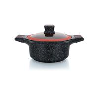 Herzberg, HGRSCAS20, Cocotte en Granit avec Couvercle en Verre, Idéale pour Cuisson Saine, 20 cm, Résistante aux Rayures, Facile à Nettoyer, Parfaite pour Tous les Types de Feu, Rouge et Noir