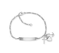 Herzengel Bracelet pour fille en argent sterling avec pendentif - Avec plaque gravée - Fermoir mousqueton - Longueur réglable - Sans nickel, 12 cm, Argent sterling, Pas de gemme