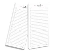HerZii Prints Lot de 2 blocs-notes magnétiques pour liste de choses à faire - 9,4 x 21,6 cm (1/3 feuille mince de taille), bloc-notes pour liste de courses pour réfrigérateur, liste de courses.