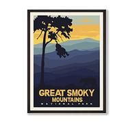Herzii Prints Poster et impressions du parc national des grandes montagnes fumées | Affiche vintage des parcs nationaux | Décoration murale nature | Affiches de voyage en montagne (30,5 x 40,6 cm) sans cadre
