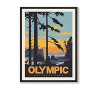 Herzii Prints Poster et impressions du parc national olympique | Affiche vintage des parcs nationaux | Décoration murale nature | Affiches de voyage en montagne (30,5 x 40,6 cm) sans cadre