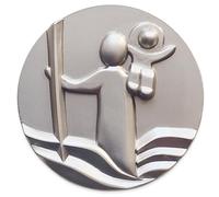 Herzmensch Christopheros Médaille autocollante pour voiture 3,5 cm Argent Saint patron comme cadeau pour permis de conduire