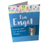 Herzmensch Compagnon d'ange gardien - Carte de vœux avec ange en métal (2,5 cm) - Un ange vous garde sur tous vos chemins - Petit cadeau pour les voyageurs, les conducteurs débutants et les nouveaux