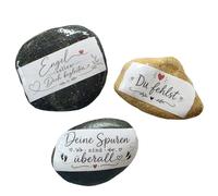 Herzmensch Lot de pierres de consolation comme décoration funéraire ou petit cadeau pour les deuils - Galets de rivière travaillés à la main avec inscription de deuil - Résistant aux intempéries et au