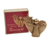 Herzmensch Petit ange doré en bronze 4,5 cm avec étoile étoile enfant décoration de Noël comme ange gardien porte-bonheur pour toute l'année