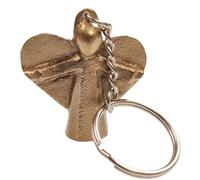 Herzmensch Petit porte-clés ange gardien doré en bronze massif 4 x 4 cm pour les automobilistes ou comme cadeau d'amour