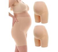 Herzmutter Culotte Maternité Coton - Shorty Culotte Grossesse - Anti Frottement Cuisse - sous-vêtements Maternité - Panty Femme Enceinte - OekoTex100-5020 (L, Beige, 2X)