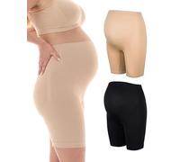 Herzmutter Culotte Maternité - Panty-Culotte Grossesse - Anti Frottement Cuisse - sous-vêtements Maternité - sous Robe - Shorty Grossesse - sans Couture - OekoTex100-5520 (L/XL, Noir|Beige)