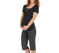 Herzmutter Pyjama Grossesse - Pyjama Maternité Allaitement - Vêtement de Nuit - pour Femme Enceinte - Pyjama Ensemble Maternité - Pantalon midi - Manches Courtes - 2900_2600_2500