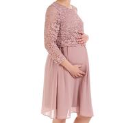 Herzmutter Robe de Grossesse élégante - Mousseline-Dentelle Robe de Maternité - pour Les Occasions festives-Célébrer-Marriage - pour Femme - 6400 (S, Vieux Rose)