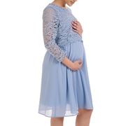 Herzmutter Robe de Grossesse élégante - Mousseline-Dentelle Robe de Maternité - pour Les Occasions festives-Célébrer-Marriage - pour Femme - 6400 (L, Bleu Clair)