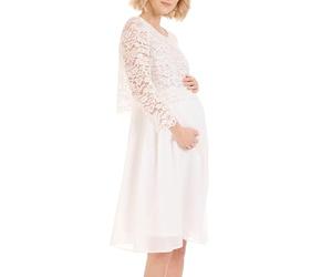 Herzmutter Robe de Grossesse élégante - Mousseline-Dentelle Robe de Maternité - pour Les Occasions festives-Célébrer-Marriage - pour Femme - 6400 (XS, Crème Blanc)