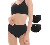 Herzmutter Slip de Maman - Culotte Post-Partum - Culotte de Maternité - Coton-Absorbant - Shorty Maman - Ventre après Naissance-césarienne - Lot de 2-5920 (L, 2X Noir)