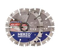 HERZO Lot de 2 disques à tronçonner diamantés segmentés Ø 125 mm x 22,23 mm Pour béton, pierre, marbre, granit, brique